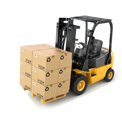 Forklift operating in a warehouse and logistics yard in Abu Dhabi