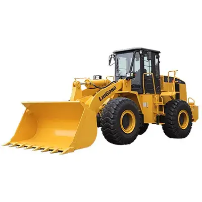 Wheel loader moving aggregate on a UAE construction site